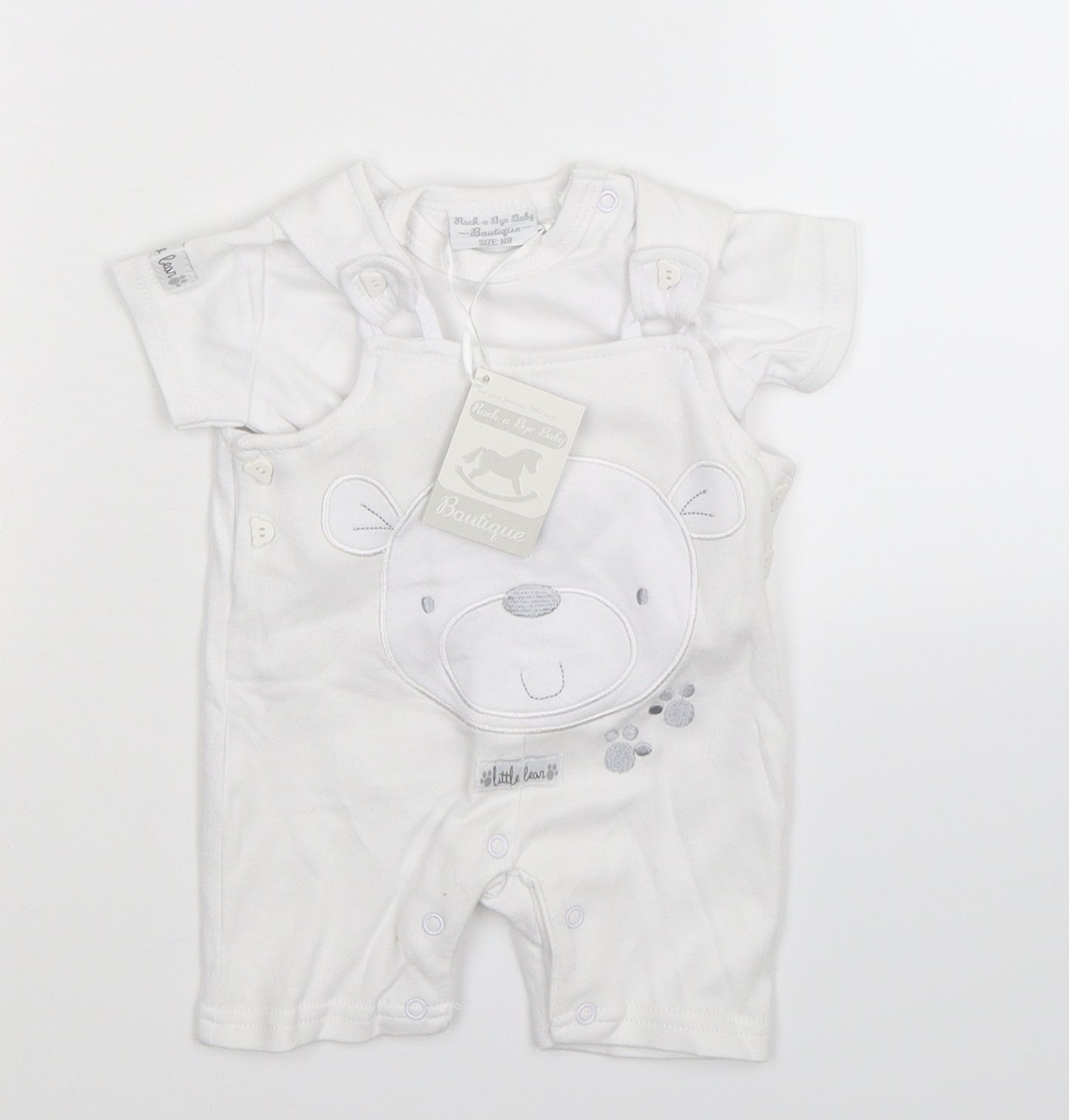 Boutique Baby White   Babygrow One-Piece Size Newborn