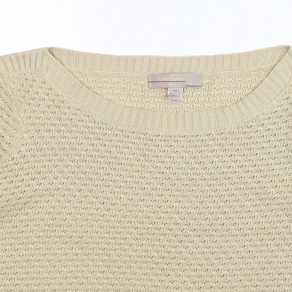 Cristina B Womens Beige  Knit Pullover Jumper Size M