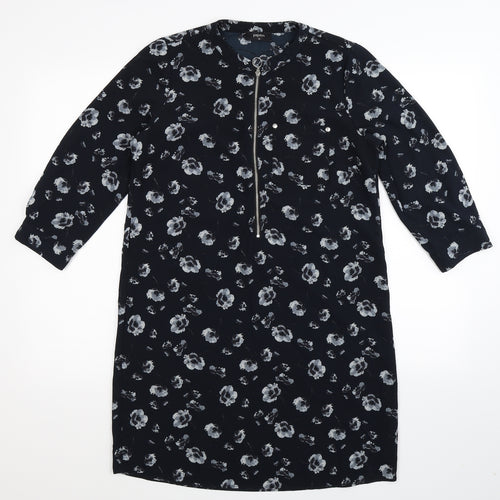 Papaya Womens Blue Floral  Shirt Dress  Size 10
