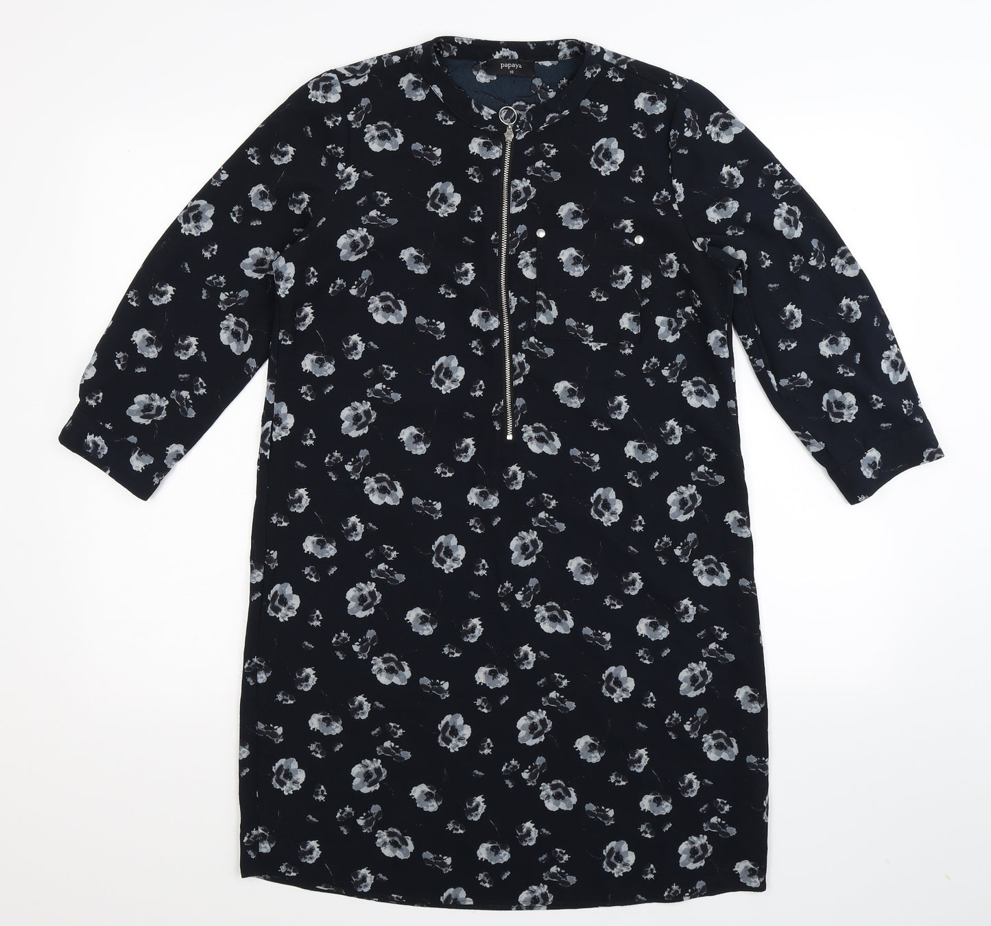Papaya Womens Blue Floral  Shirt Dress  Size 10