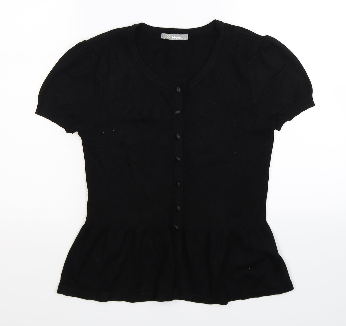 Marks and Spencer Womens Black  Knit Cardigan Jumper Size 12