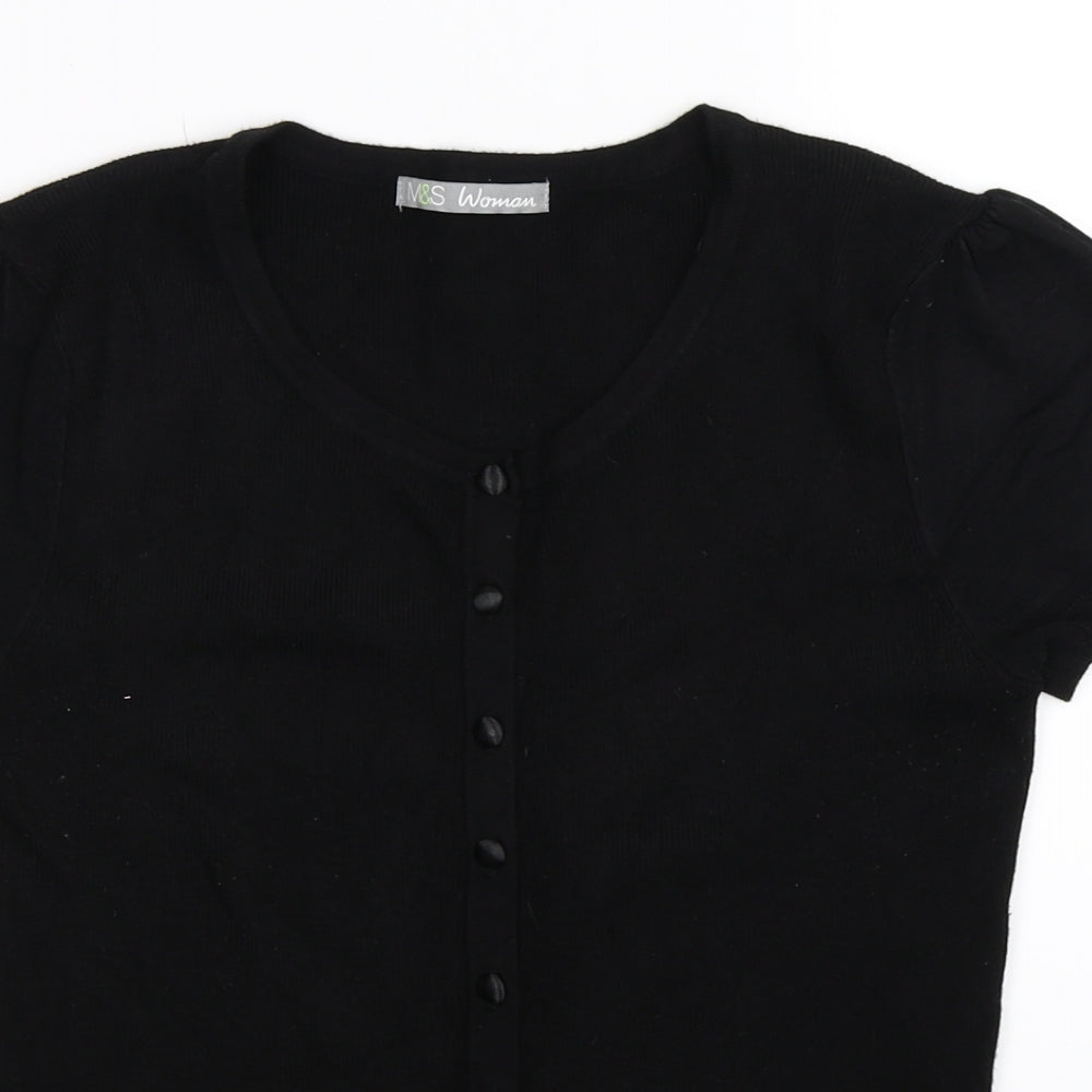 Marks and Spencer Womens Black  Knit Cardigan Jumper Size 12
