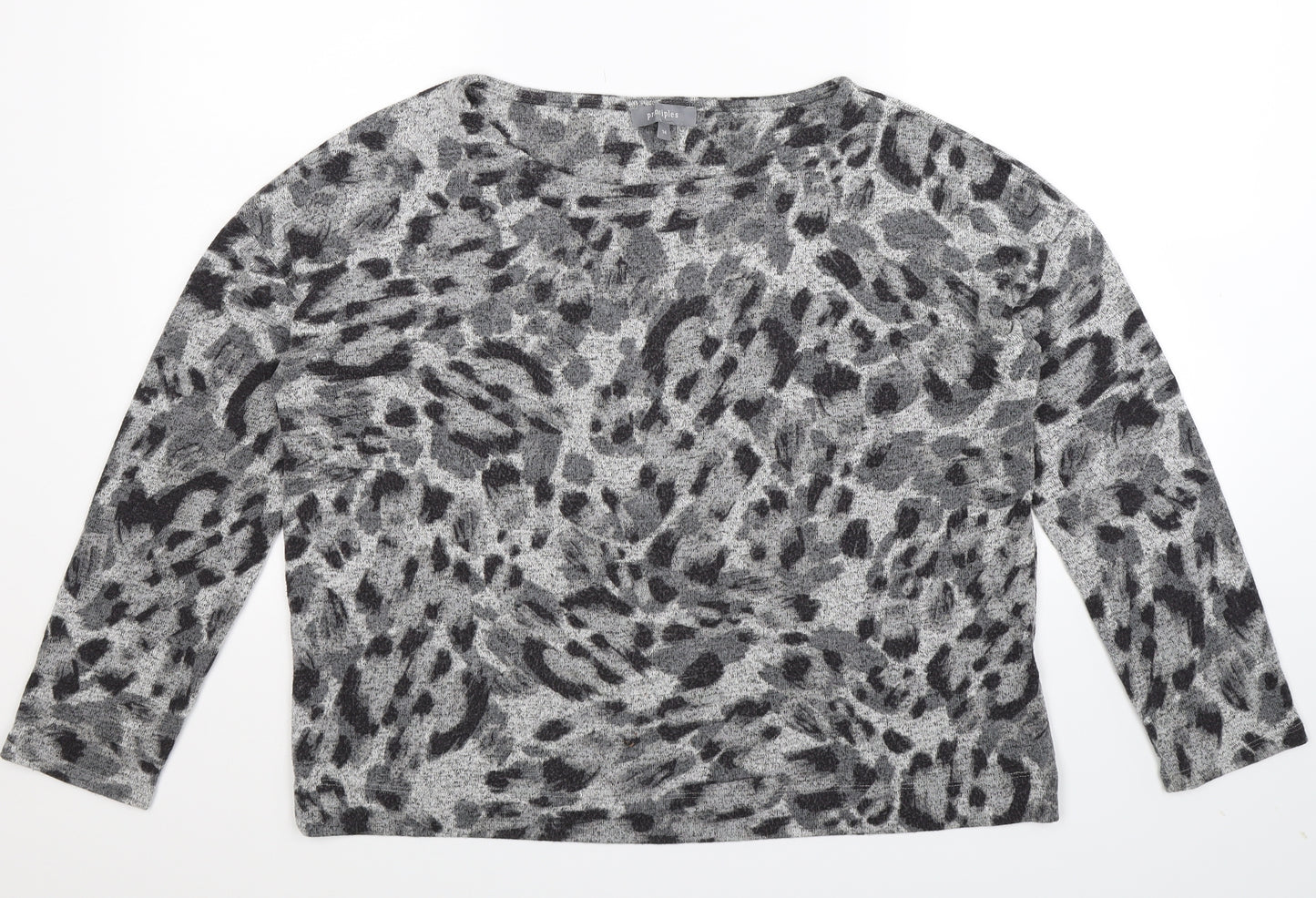Principles Womens Grey Animal Print Knit Pullover Jumper Size 14