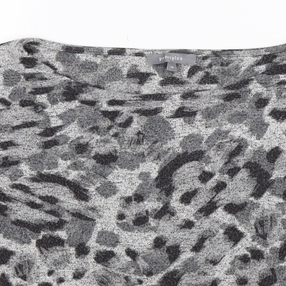 Principles Womens Grey Animal Print Knit Pullover Jumper Size 14