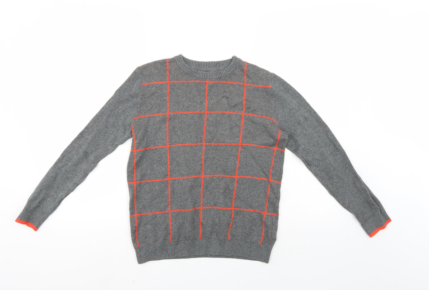 M&S Boys Grey Check  Pullover Jumper Size 11-12 Years