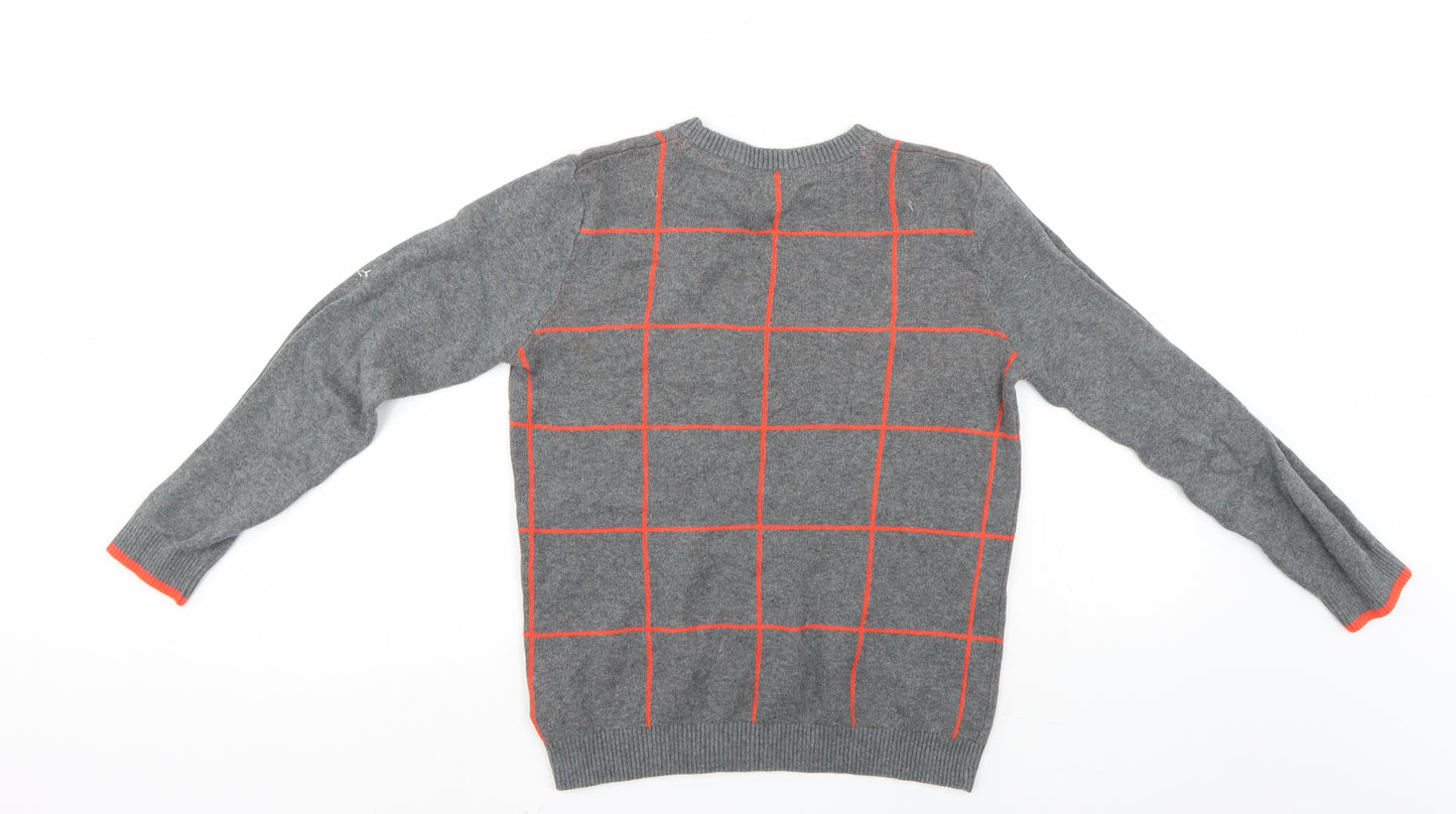 M&S Boys Grey Check  Pullover Jumper Size 11-12 Years