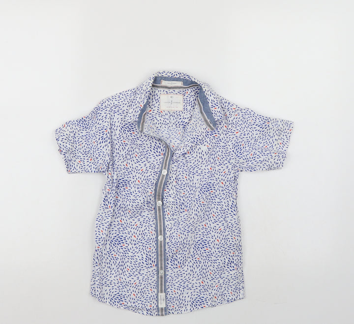 Jasper Conran Boys Blue Animal Print Basic Button-Up Size 7 Years
