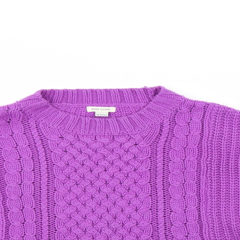 River Island Girls Purple Fair Isle  Pullover Jumper Size 9-10 Years