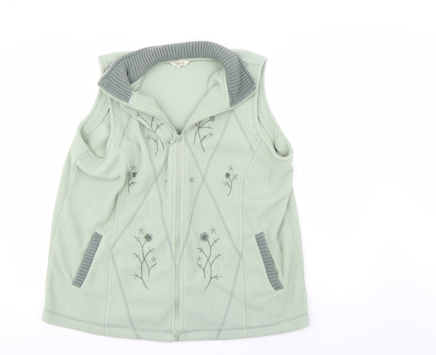 Classics Womens Green Floral  Gilet Jacket Size 16