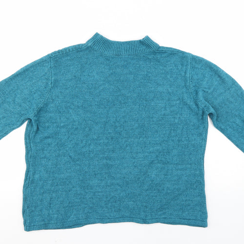 BM Collection Womens Blue Fair Isle  Pullover Jumper Size M
