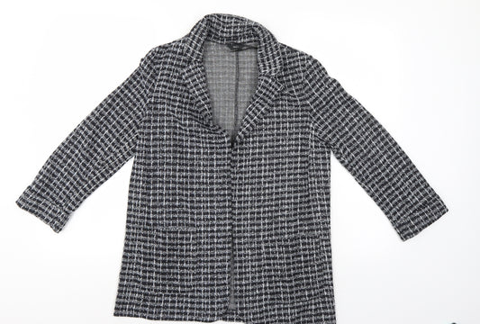 Front view of M&Co women’s black check jacket, size UK 10