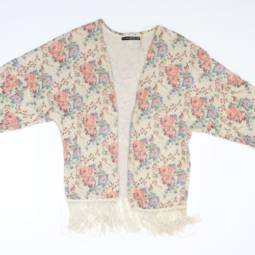 Atmosphere Womens Beige Floral Knit Cardigan Jumper Size 6