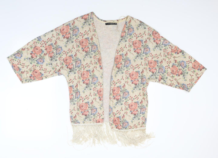 Atmosphere Womens Beige Floral Knit Cardigan Jumper Size 6