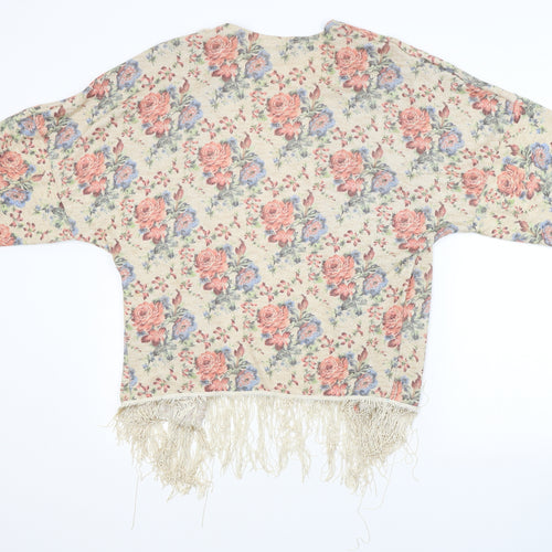 Atmosphere Womens Beige Floral Knit Cardigan Jumper Size 6