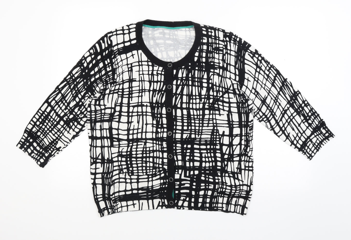 Marks and Spencer Womens Black Geometric Knit Cardigan Jumper Size 16