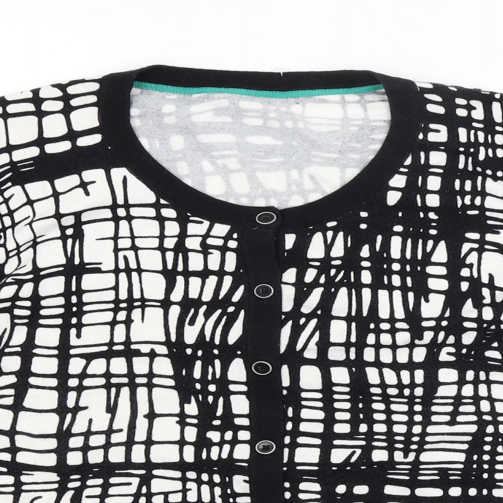 Marks and Spencer Womens Black Geometric Knit Cardigan Jumper Size 16
