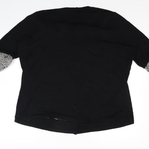 BM Womens Black Floral  Cardigan Jumper Size 24  - Cardigan and Top All in One