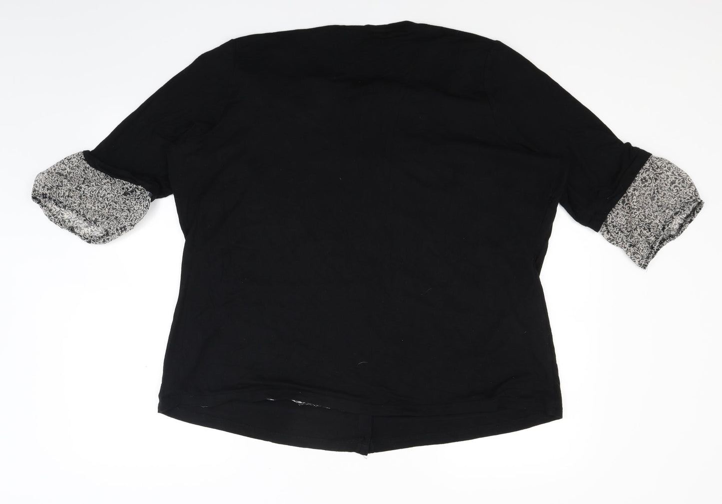 BM Womens Black Floral  Cardigan Jumper Size 24  - Cardigan and Top All in One