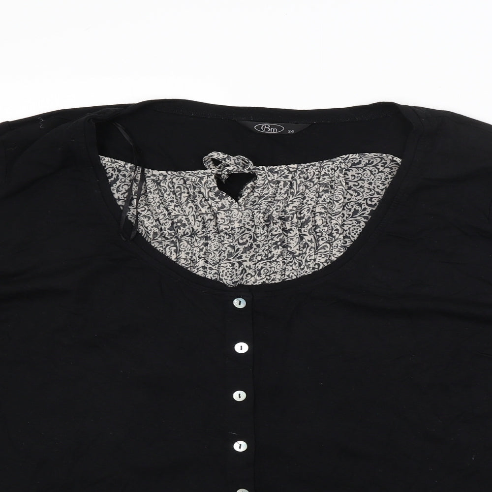 BM Womens Black Floral  Cardigan Jumper Size 24  - Cardigan and Top All in One