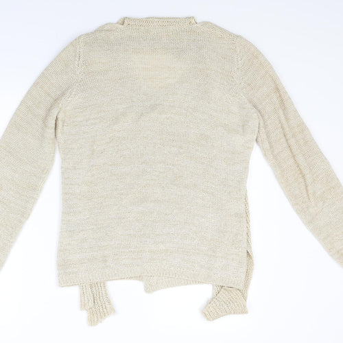 Marks and Spencer Womens Beige  Knit Cardigan Jumper Size 14  - attached scarf