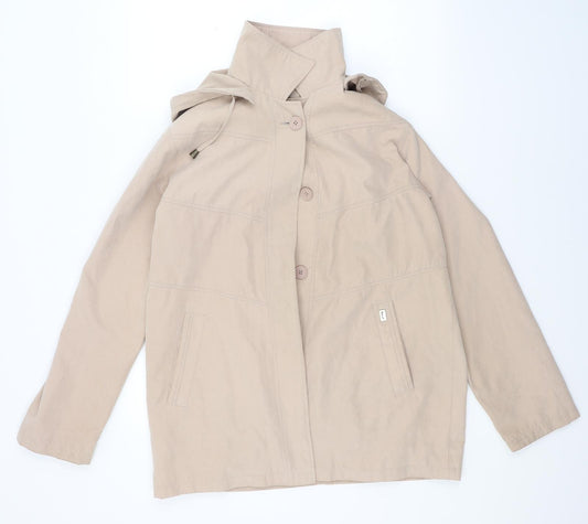Front view of Jbc women’s beige jacket coat, size UK 14