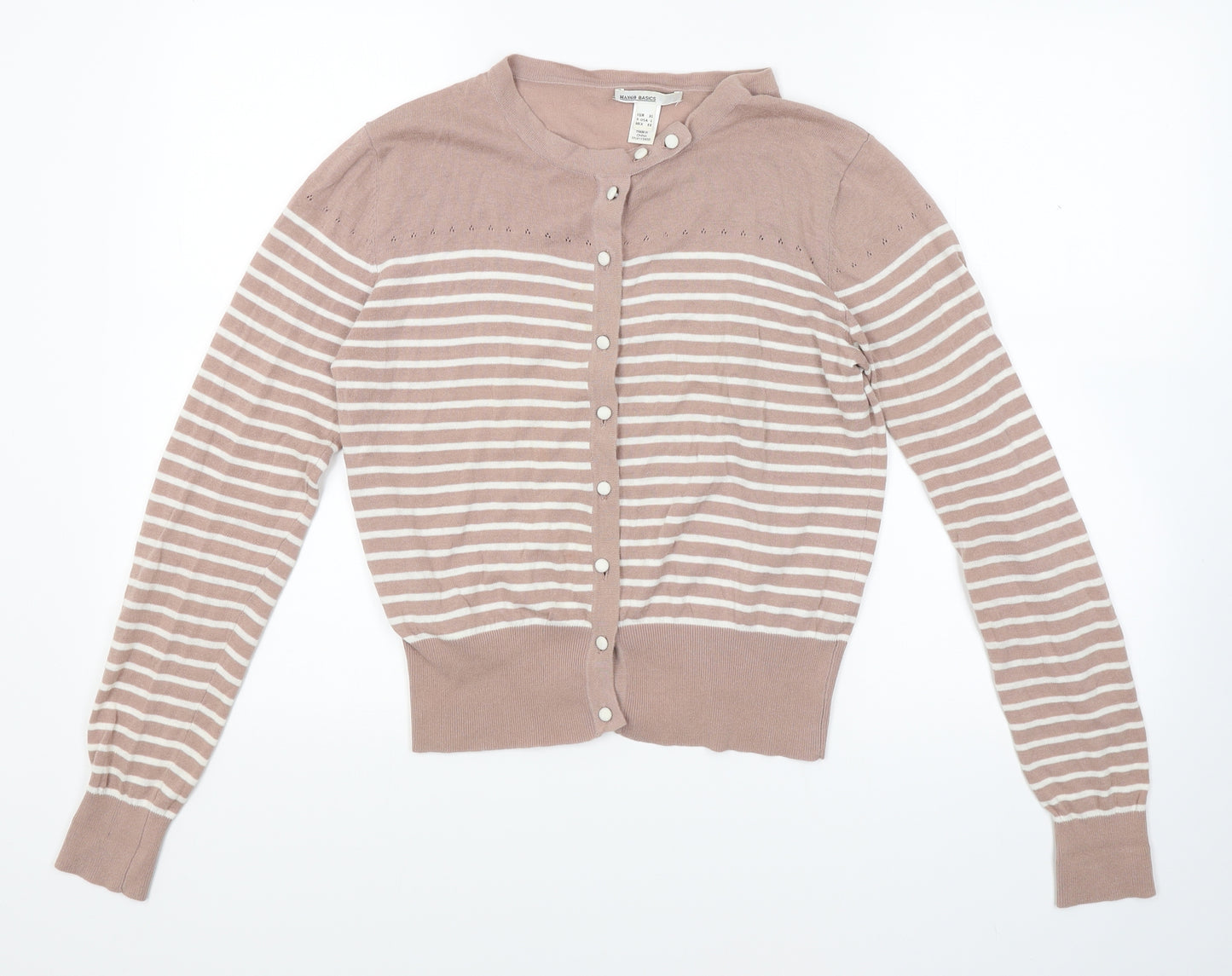 Mango Womens Brown Striped Knit Cardigan Jumper Size XL