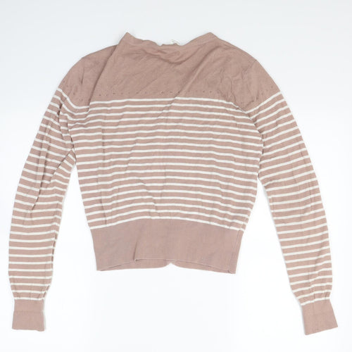 Mango Womens Brown Striped Knit Cardigan Jumper Size XL