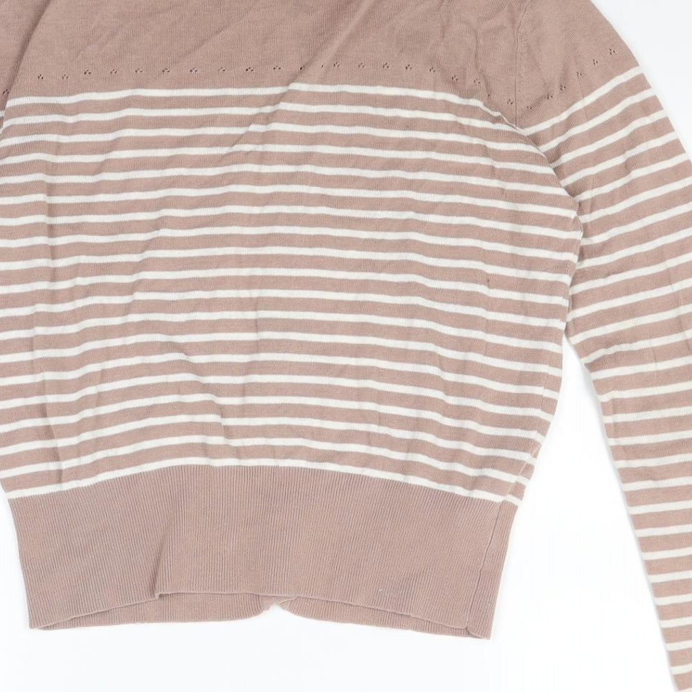 Mango Womens Brown Striped Knit Cardigan Jumper Size XL