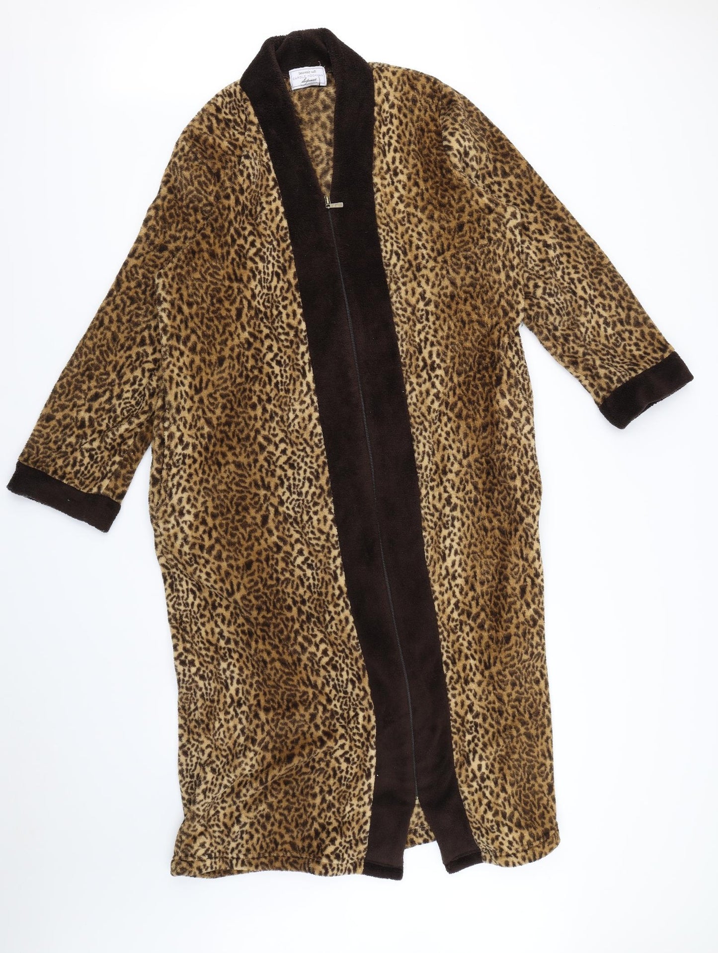 Preworn Womens Brown Animal Print  Babydoll Robe Size M