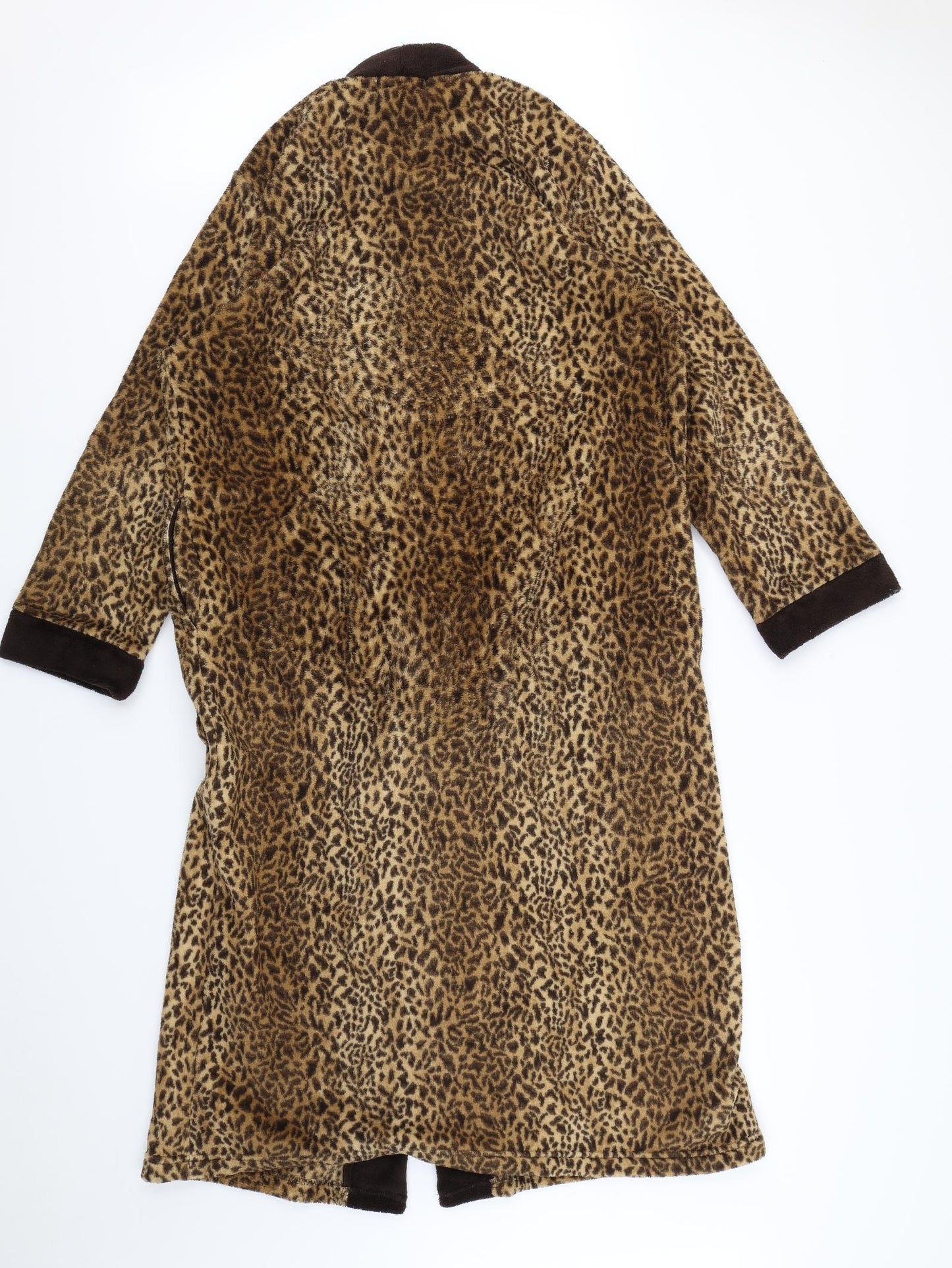 Preworn Womens Brown Animal Print  Babydoll Robe Size M