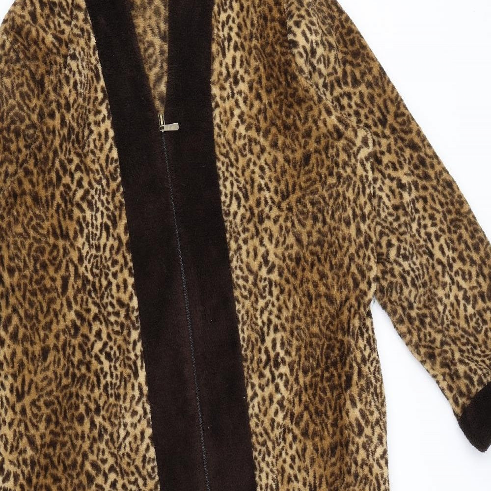 Preworn Womens Brown Animal Print  Babydoll Robe Size M