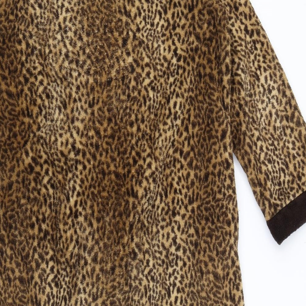 Preworn Womens Brown Animal Print  Babydoll Robe Size M