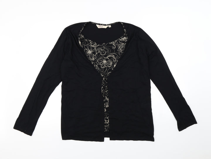 EWM Womens Black Pullover Sweatshirt Size 14