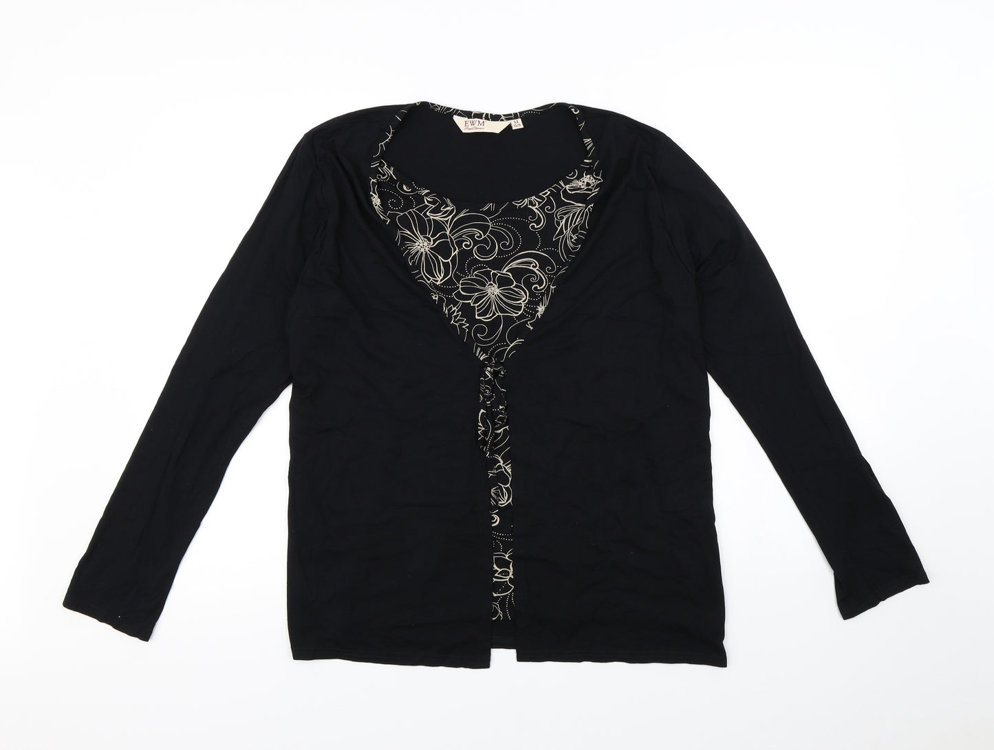 EWM Womens Black   Pullover Sweatshirt Size 14