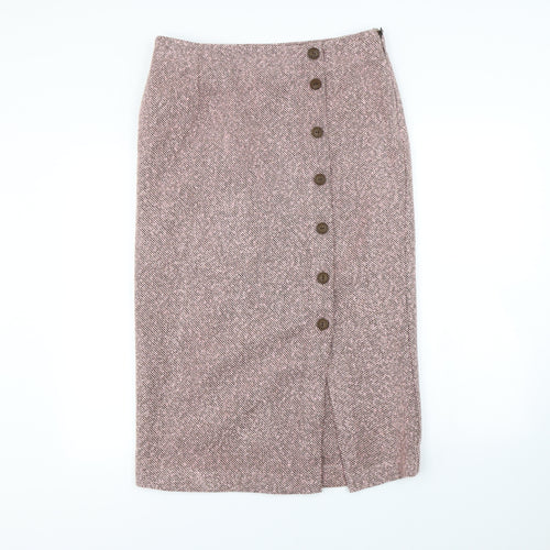 Laura Ashley Womens Pink Herringbone  Maxi Skirt Size 12