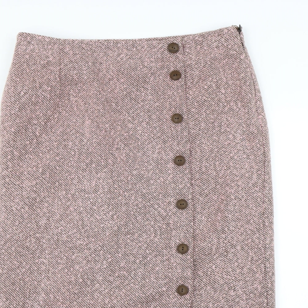Laura Ashley Womens Pink Herringbone  Maxi Skirt Size 12