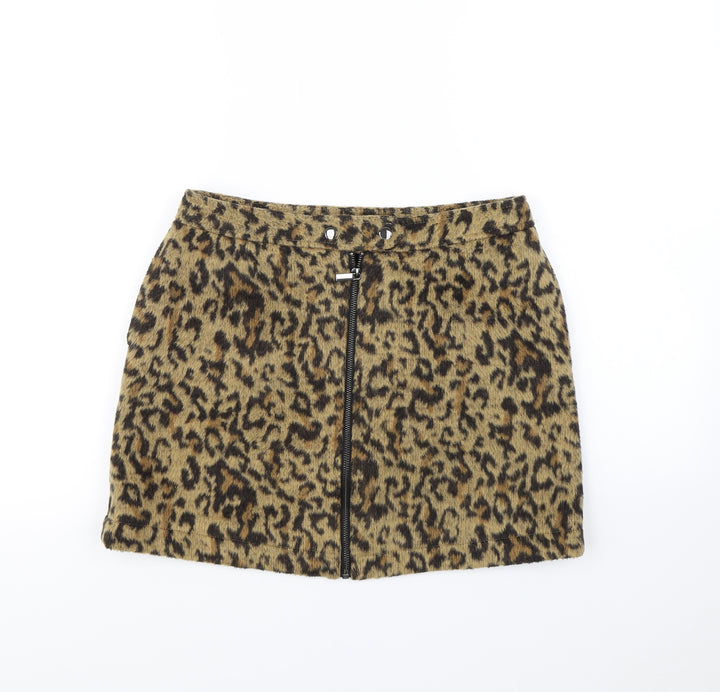 NEXT Womens Brown Animal Print Mini Skirt Size 10