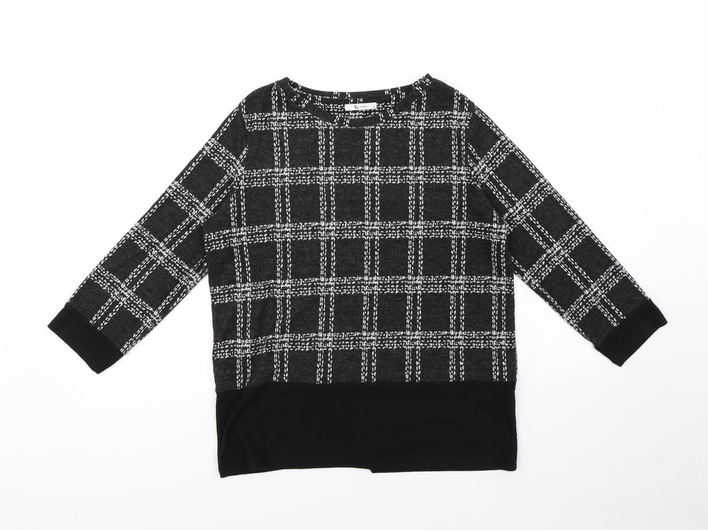 TU Womens Black Check  Pullover Jumper Size 10
