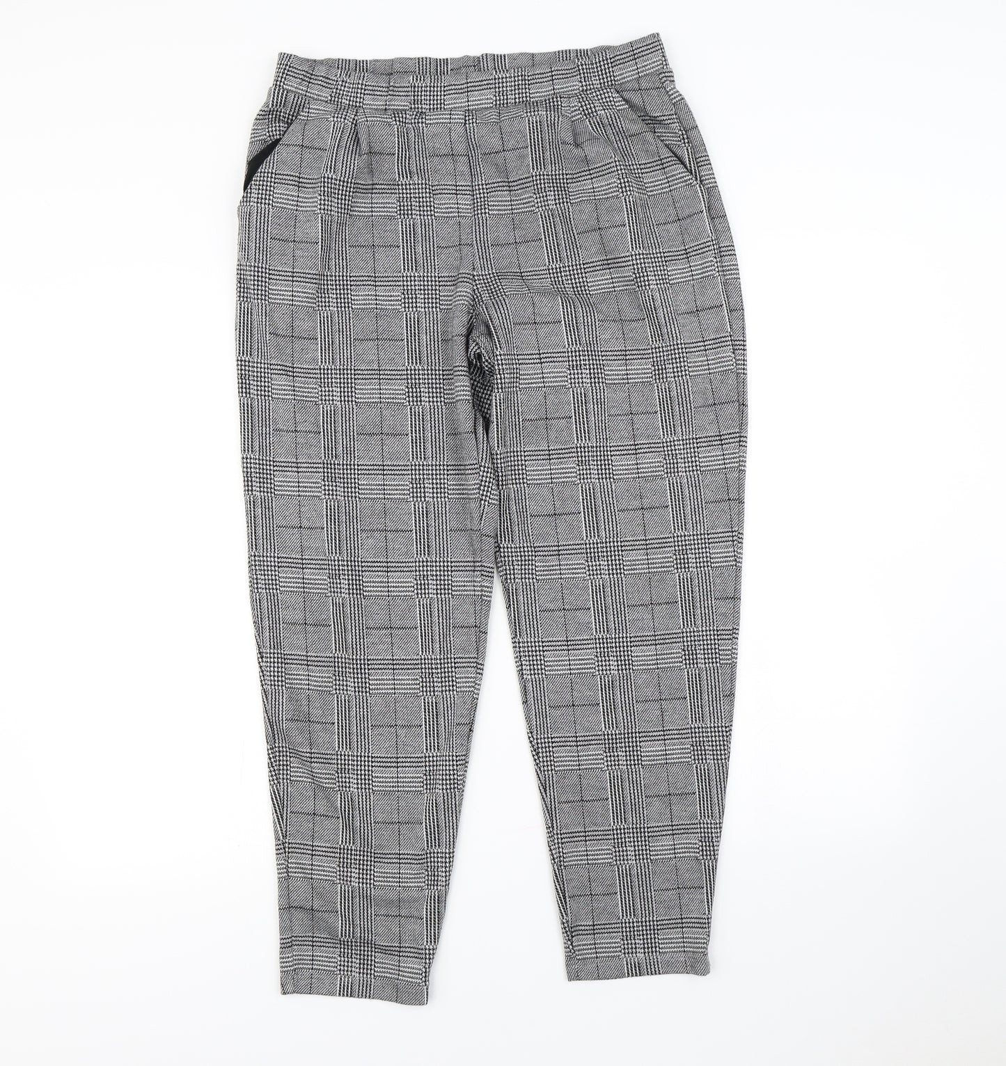 NEXT Womens Black Check  Dress Pants Trousers Size 14 L26 in