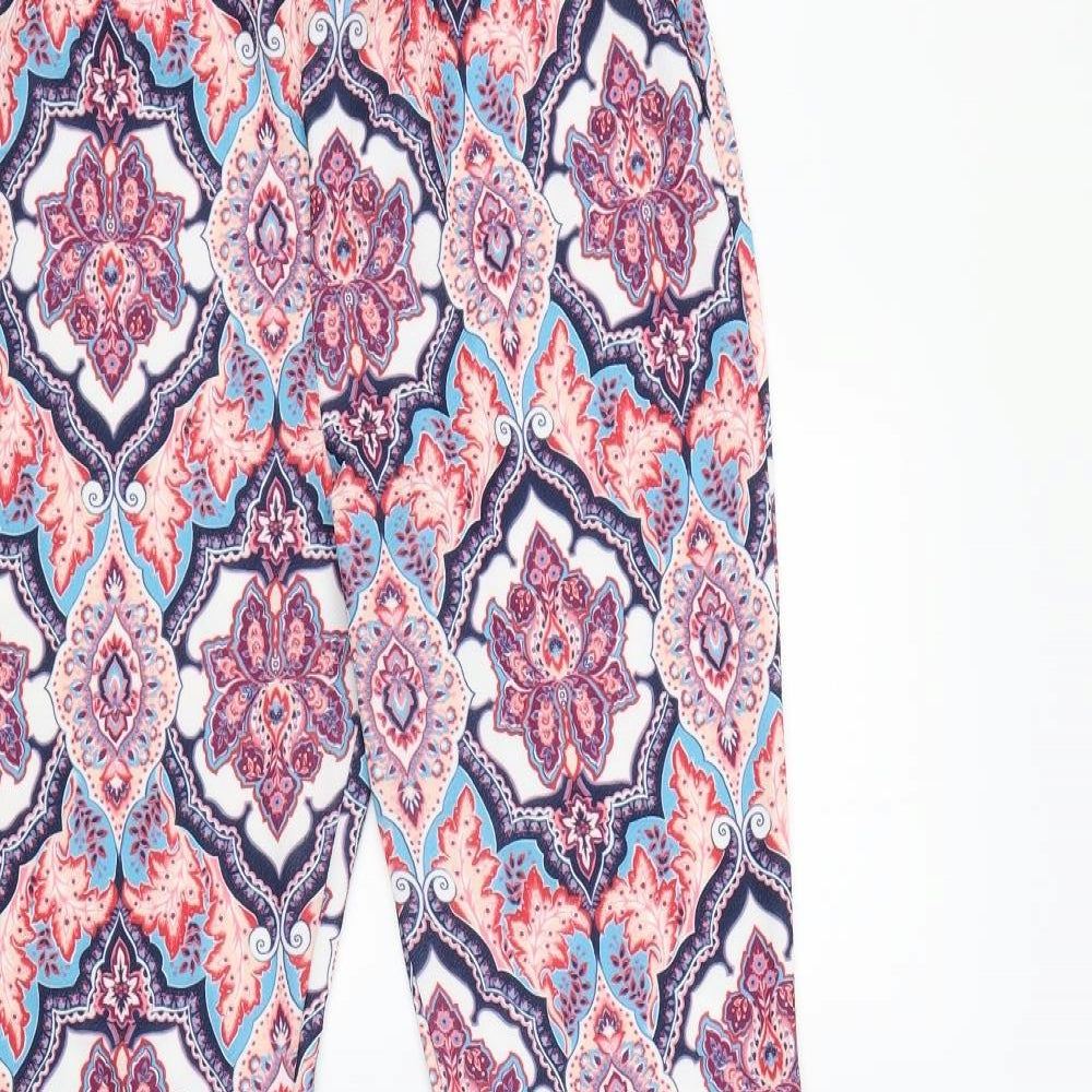 Boohoo Womens Multicoloured Geometric  Trousers  Size 14 L30 in