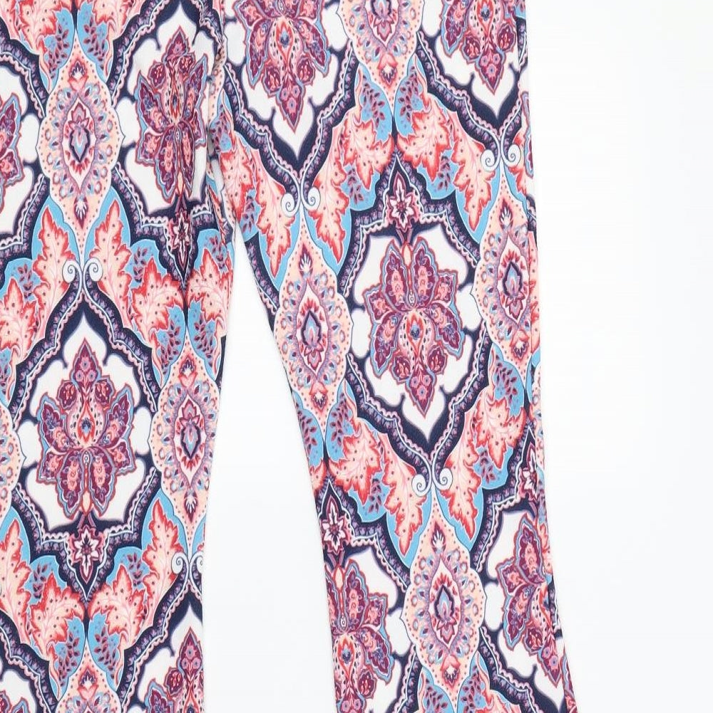 Boohoo Womens Multicoloured Geometric  Trousers  Size 14 L30 in