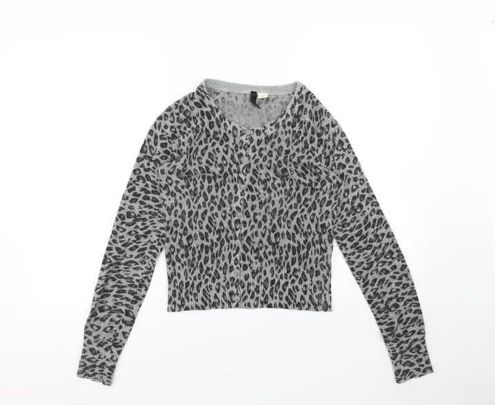 Divided Womens Grey Animal Print Cardigan Jumper Size 8