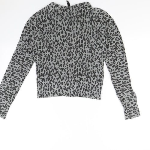 Divided Womens Grey Animal Print  Cardigan Jumper Size 8