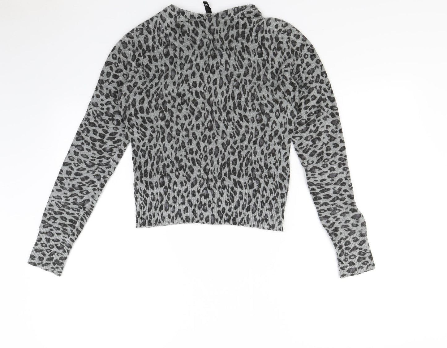 Divided Womens Grey Animal Print  Cardigan Jumper Size 8