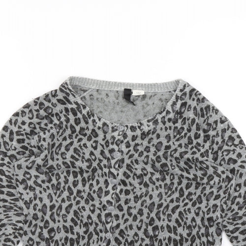 Divided Womens Grey Animal Print  Cardigan Jumper Size 8