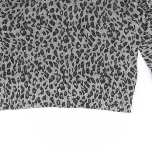 Divided Womens Grey Animal Print  Cardigan Jumper Size 8