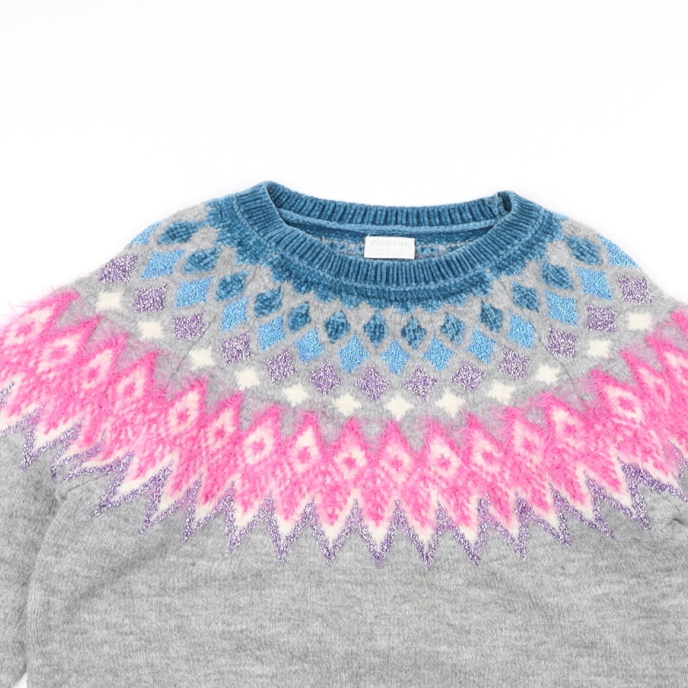 F&F Girls Grey   Pullover Jumper Size 10-11 Years
