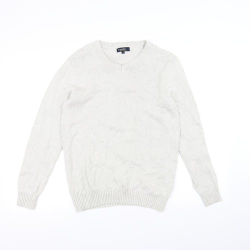 Easy Mens White  Knit Pullover Jumper Size S