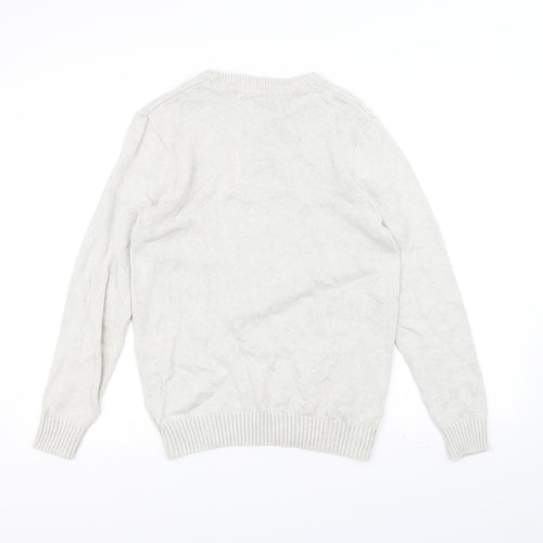 Easy Mens White  Knit Pullover Jumper Size S