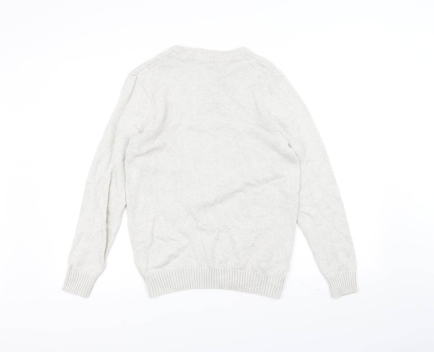 Easy Mens White  Knit Pullover Jumper Size S